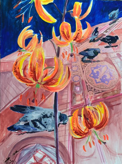 Lilien, Tauben, Gothik