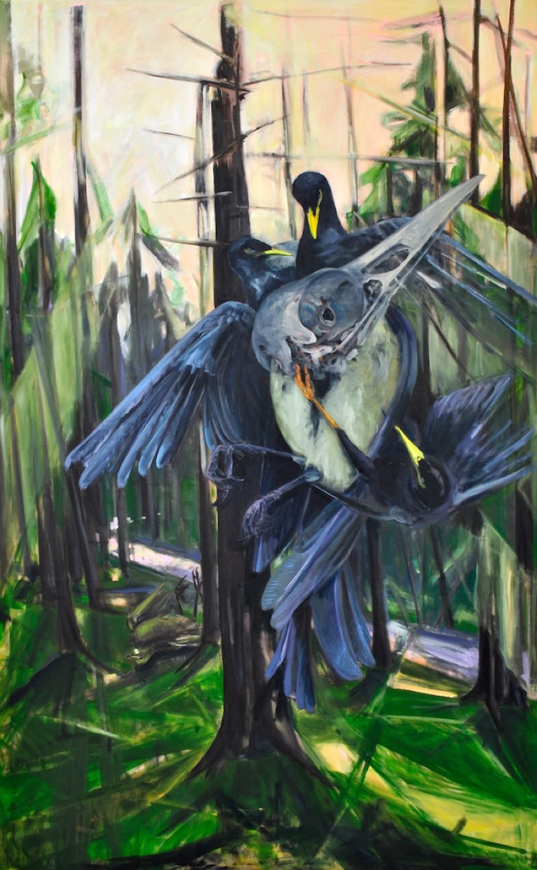 Waldspaziergang 2016 210 x 130 cm Öl auf Nesselleinwand